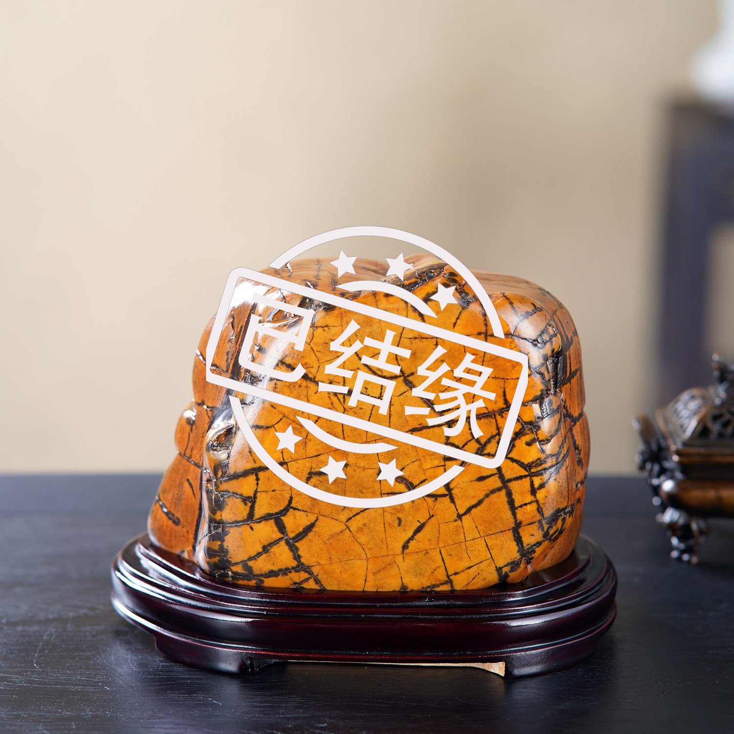 顶爷天然原石奇石【双境佛光】广西彩陶石收藏观赏镇宅靠山摆件