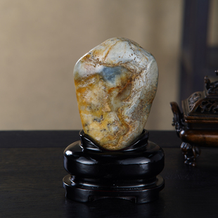 顶爷天然原石奇石【灵猴观相】和田玉青花籽料收藏镇宅靠山摆件