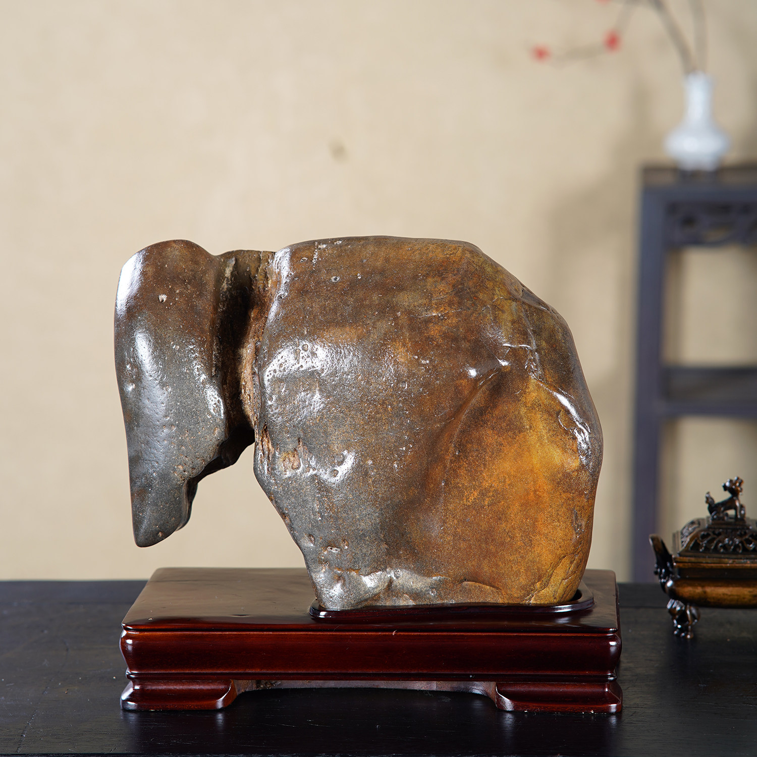 顶爷天然原石奇石【厚德瑞象】广西彩陶石收藏观赏镇宅靠山石摆件