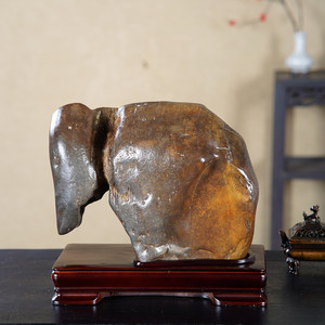 顶爷天然原石奇石【厚德瑞象】广西彩陶石收藏观赏镇宅靠山石摆件