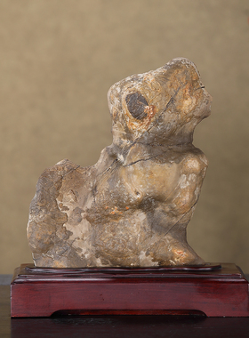 顶爷奇石原石靠山收藏灵璧石摆件