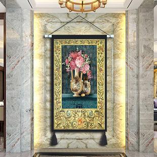 挂画布艺富贵吉祥挂布挂毯超大客厅背景装 欧式 饰画走廊遮挡布画