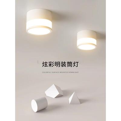 明装筒灯led天花灯吸顶灯阳台简约家用客厅玄关灯照明走廊过道灯