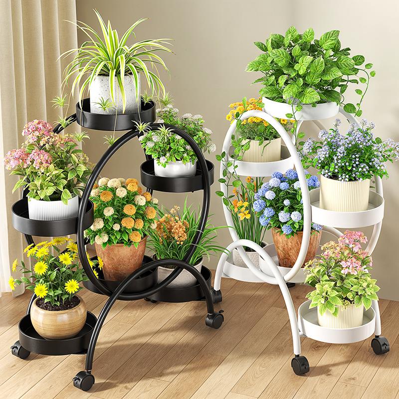 花架子花盆置物架客厅落地式可移动带轮绿萝阳台花盆架多层家用