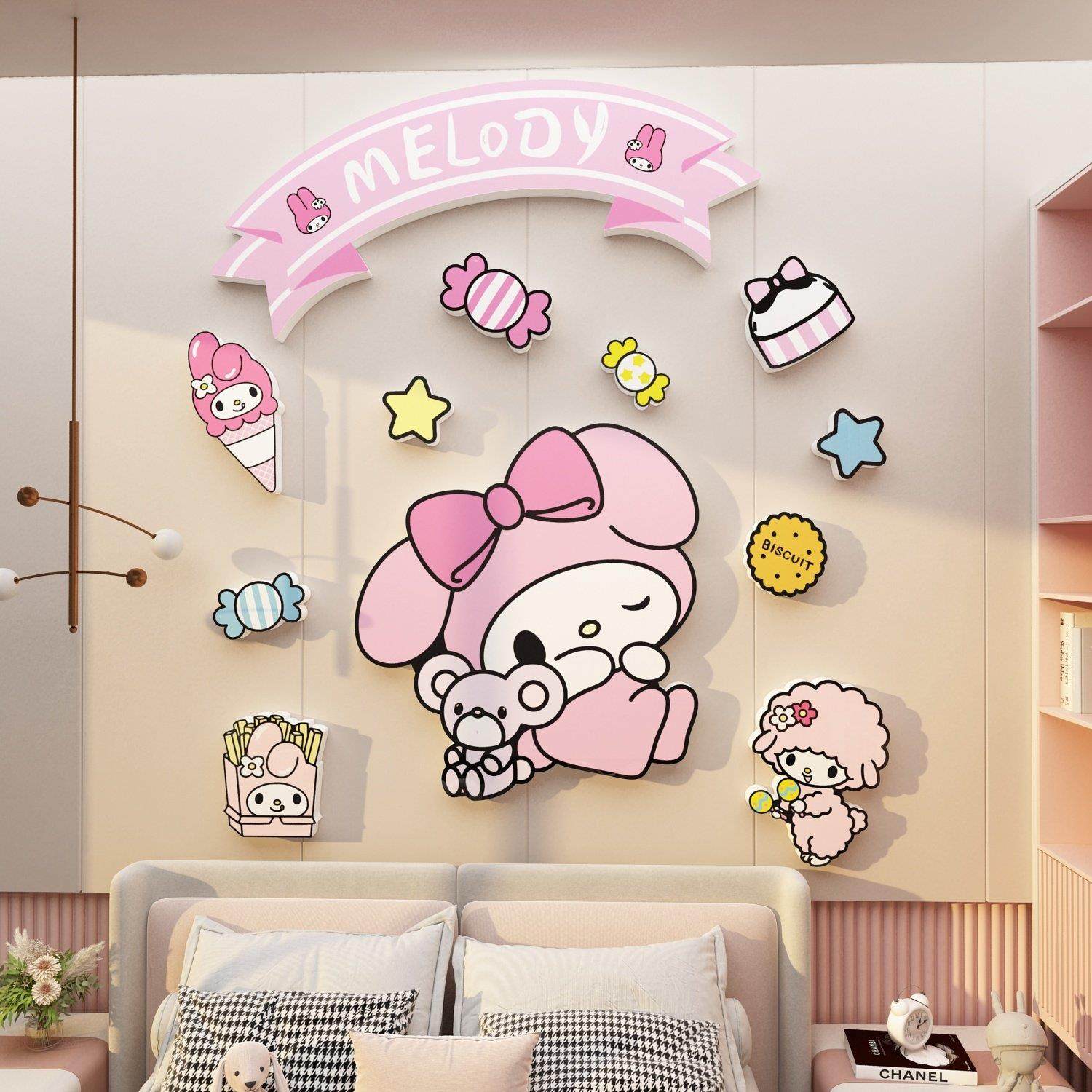 美乐蒂儿童房墙面装饰男女孩生床头公主卧室房间卡通壁纸贴画布置,家居饰品,文化墙贴,淘宝优惠券,粉丝福利购,淘宝优惠卷