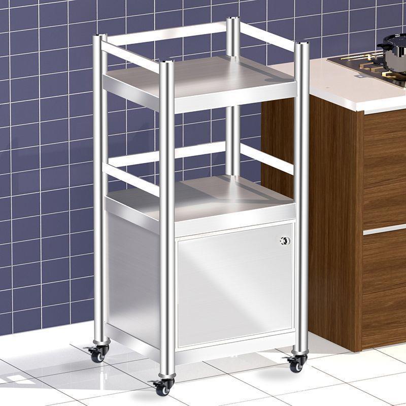 可移动不锈钢带子储物烤架厨房橱柜置物架箱微柜带CMX波炉架货架