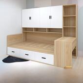 榻榻米衣柜床带书桌小公寓侧柜床一体化小卧室多功能储物床组合