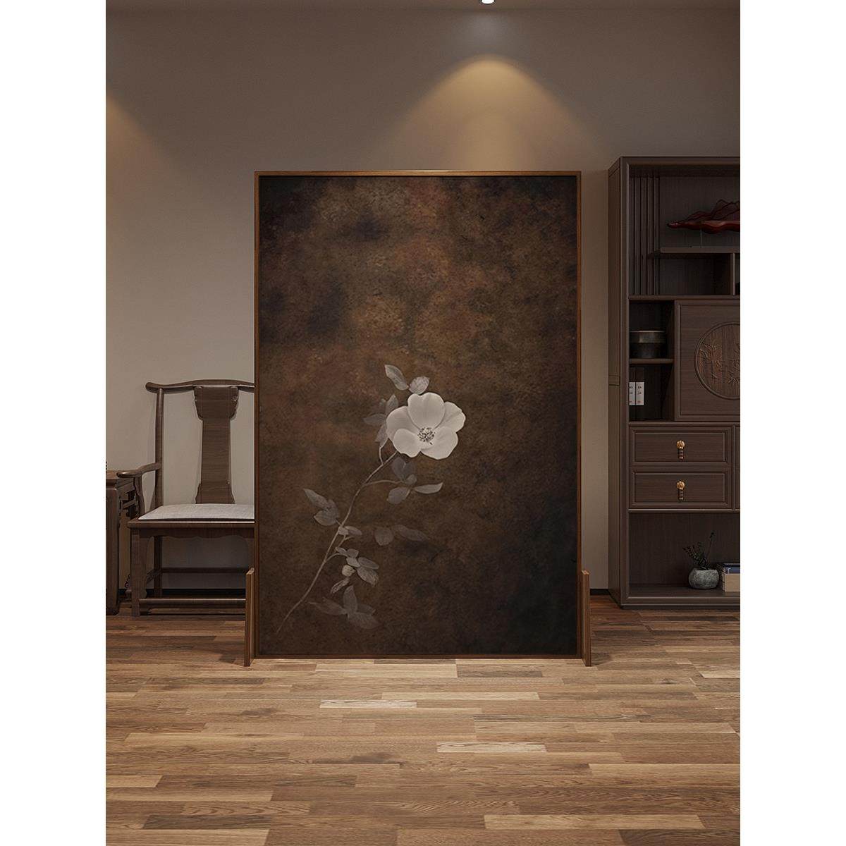 宋代美学新中式侘寂花卉屏风隔断客厅玄关遮挡装饰可移动实木座屏,住宅家具,座屏,淘宝优惠券,粉丝福利购,淘宝优惠卷