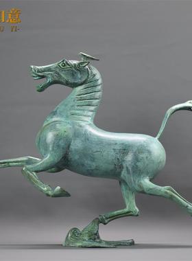 纯铜马摆件家居仿古青铜器马踏飞燕送领导办公室工艺品招财铜奔马
