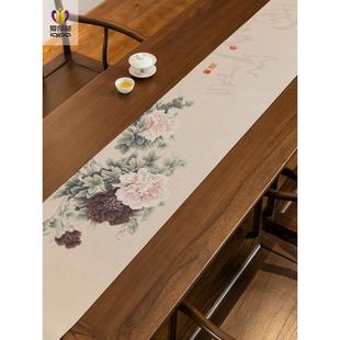 洛阳牡丹桌旗中国禅宗茶垫桌布无障碍豪华旗布茶桌垫茶垫经典防水