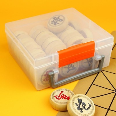 象棋收纳盒塑料透明整理盒适用3y5/50/60号棋子手提便携包装盒
