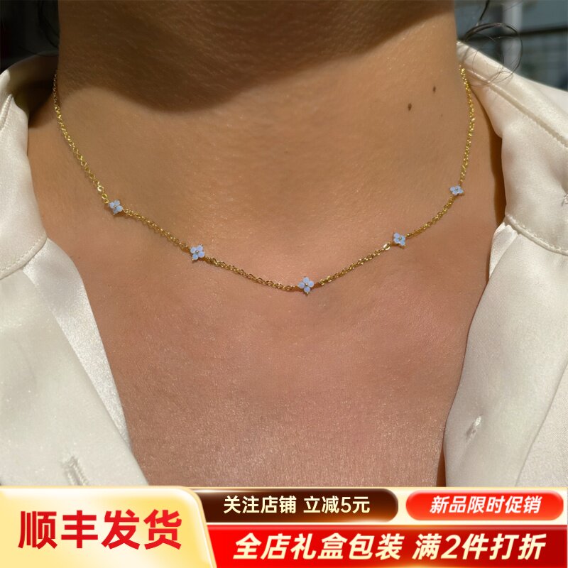 顺丰四叶草镀真金锁骨链