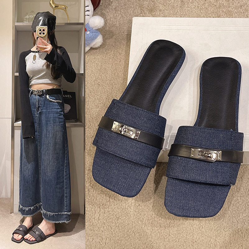 女士2025年夏季沙滩度假法式平底一字外穿拖鞋时尚凉鞋,女鞋,其他拖鞋,淘宝优惠券,粉丝福利购,淘宝优惠卷