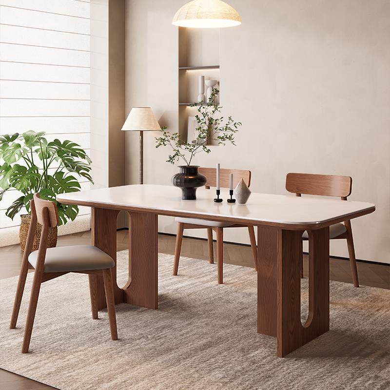 佳嘉美家居2025年新款北欧胡桃色岩板实木餐桌椅组合覆古风桌子,住宅家具,岩板餐桌,淘宝优惠券,粉丝福利购,淘宝优惠卷