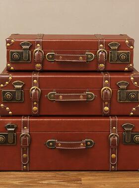 覆古箱子欧式老旧皮箱落地摆件服装店装饰品老物件场景道具手提箱