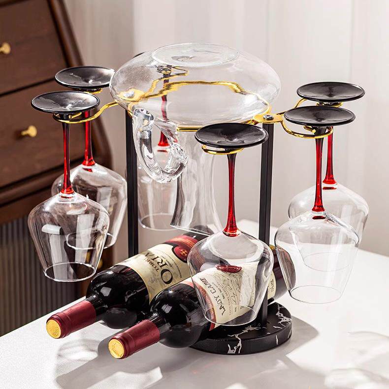 红酒杯架子倒挂斜放悬挂摆件轻奢高档置物架高脚杯架酒瓶架葡萄酒