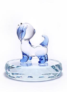 可爱小狗生日礼物水晶玻璃创意摆件十二生肖动物属相琉璃车载饰品