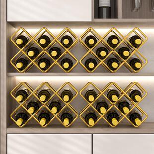 红酒架摆件轻奢高档展示架网格葡萄酒置物架酒柜内斜放红酒瓶托