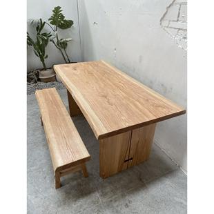 简约现代白腊木纯实木大板长桌客厅原木餐桌办公桌民宿休闲泡茶台