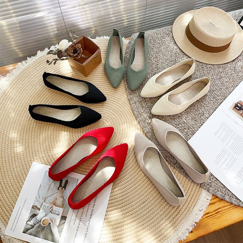 花漾小姐~气质尖头飞织镂空透气一脚蹬软底豆豆鞋女单鞋通勤瓢鞋,女鞋,乐福鞋（豆豆鞋）,淘宝优惠券,粉丝福利购,淘宝优惠卷