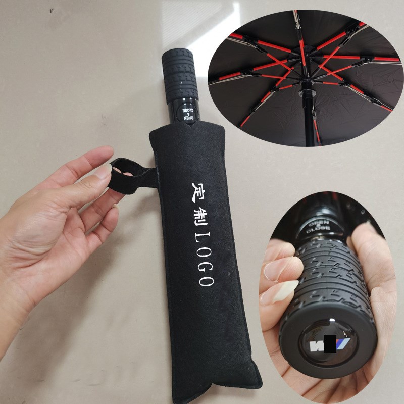 全自动雨伞广告伞全纤维伞架商务晴雨伞三折自开收折叠伞