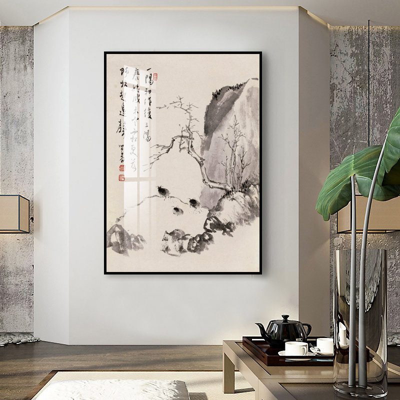 三羊开泰 装饰画 餐厅餐v桌入户门玄关画国画竖式 关于羊的挂画