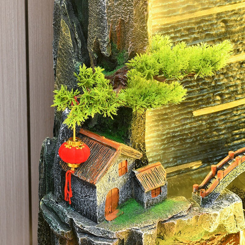 落地假山流水摆件循环水幕墙屏风景客厅大件鱼池瀑布喷泉开业礼品