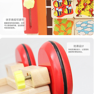 绕珠玩具益智四面体开心农场百宝箱儿童婴儿宝宝六面体手推车实木