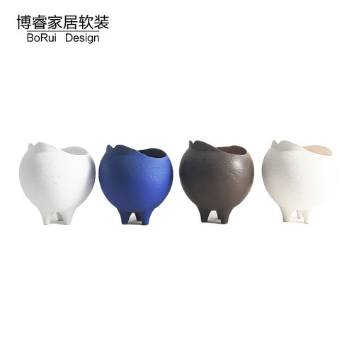 简约现代陶瓷插花装饰品花器摆件样板房客厅卧室干花插小花瓶摆设