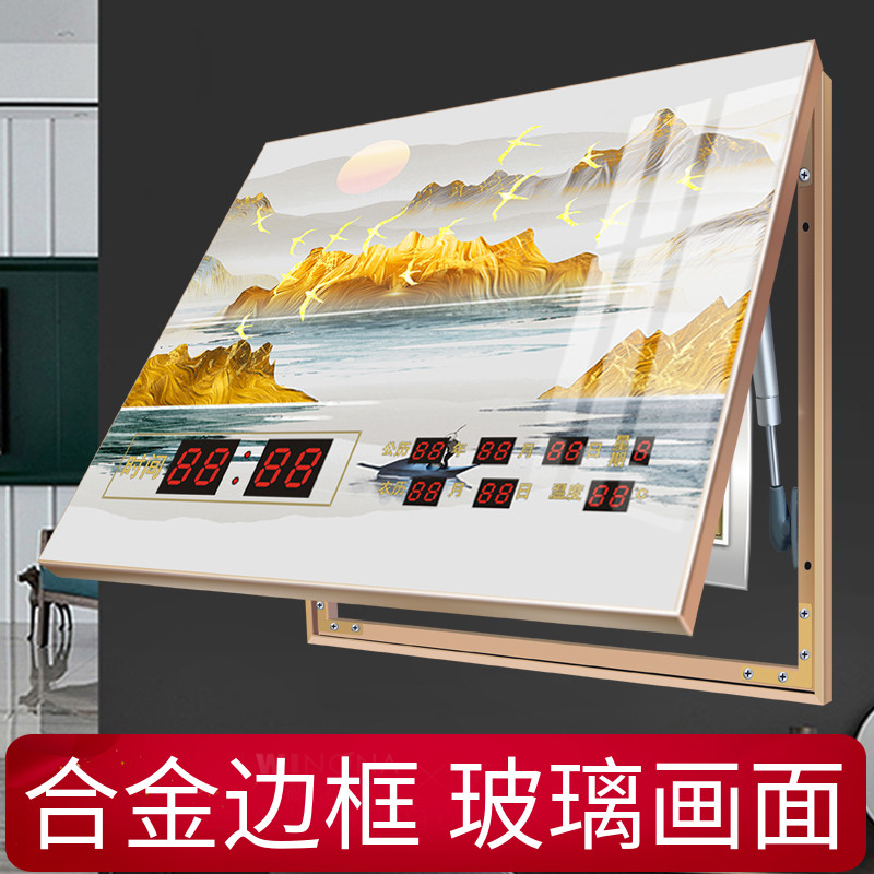 抽象电表盒可推拉配电箱装饰钟表样板间万年历电箱遮挡箱挂画简约