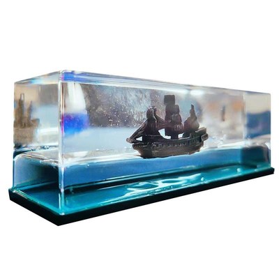 汽车摆件流体漂流瓶邮轮游轮车内饰品车载轮船游体不会翻的小船