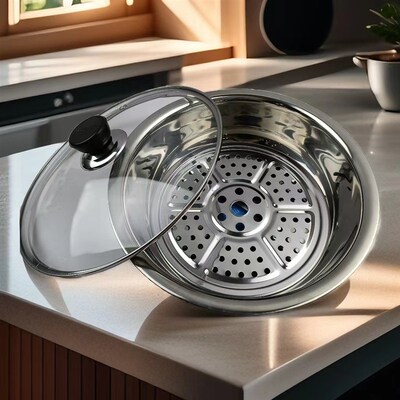 大盆菜专用盆带盖加厚不锈钢盆菜盆配底片火锅盆商用玻璃盖盆菜盆