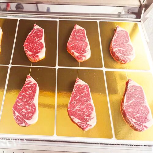 牛排金色贴体板真空托盘卡v纸定做高阻隔生鲜肉类三文鱼贴体包装