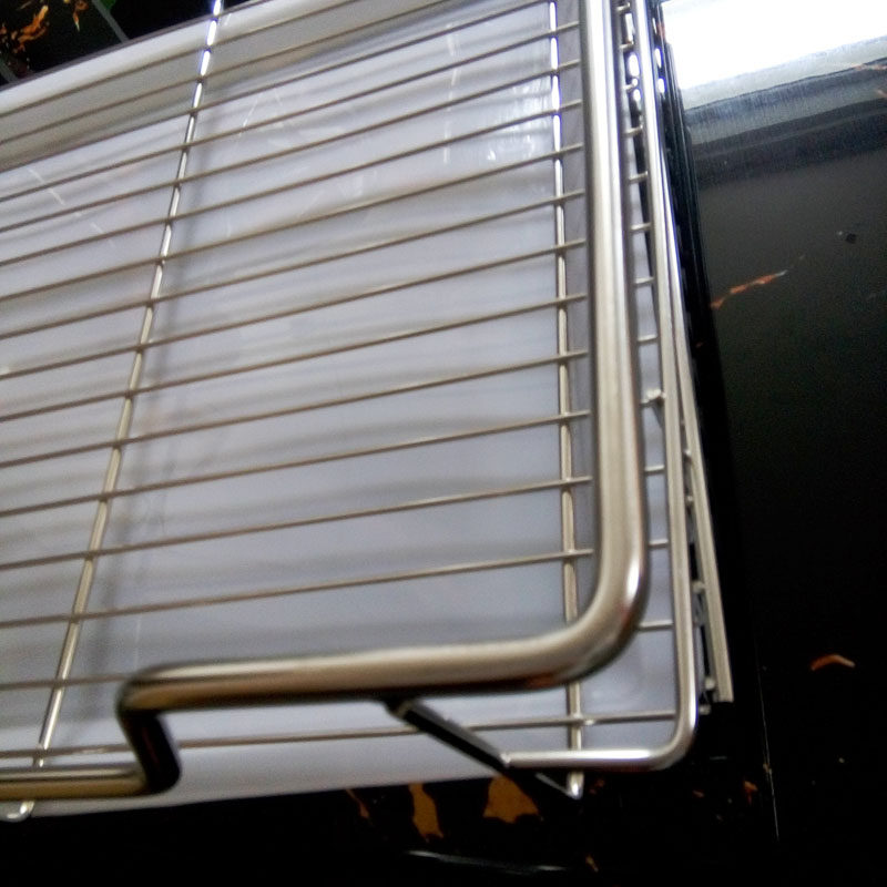 304不锈钢单层拉篮橱柜内置抽屉式碗碟收纳架子沥水免安装碗盘篮