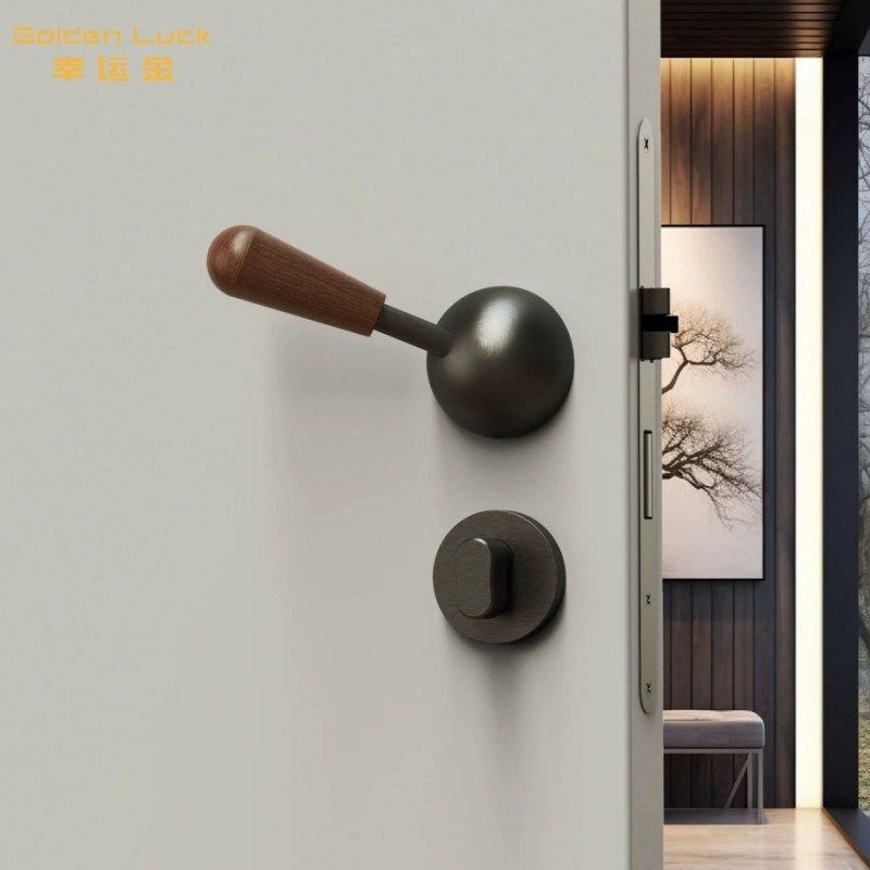 黑胡桃木中古门把手静音磁吸室内实木门锁极简设计卧室门把手锁具,基础建材,机械门锁,淘宝优惠券,粉丝福利购,淘宝优惠卷