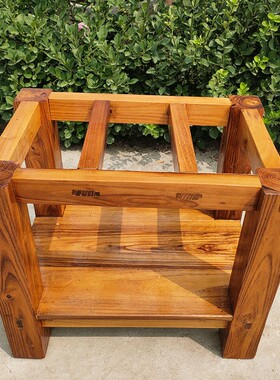 定做实木木架底座石槽鱼缸花盆石桌茶几防腐老槐木榆木花支架摆件