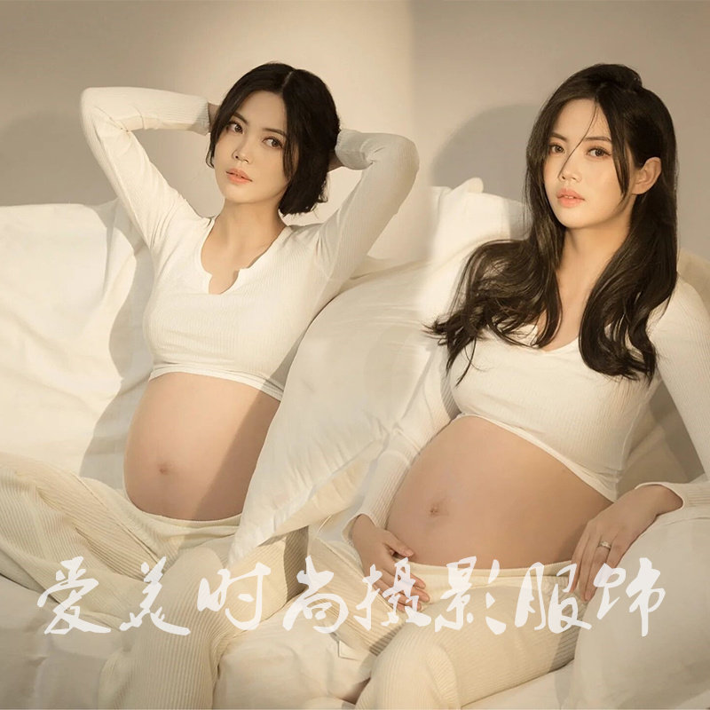影楼新款b情侣主题孕妇照服装时尚简约夫妻居家大肚艺术拍照摄影