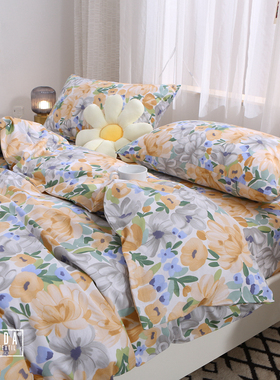 红色 秋冬被套单件100全棉被罩学生150x200x230双人田园文艺