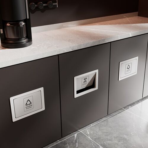 厨房垃圾桶嵌入式不锈钢垃圾盖活动侧板洗手台橱柜门隐藏内推盖板