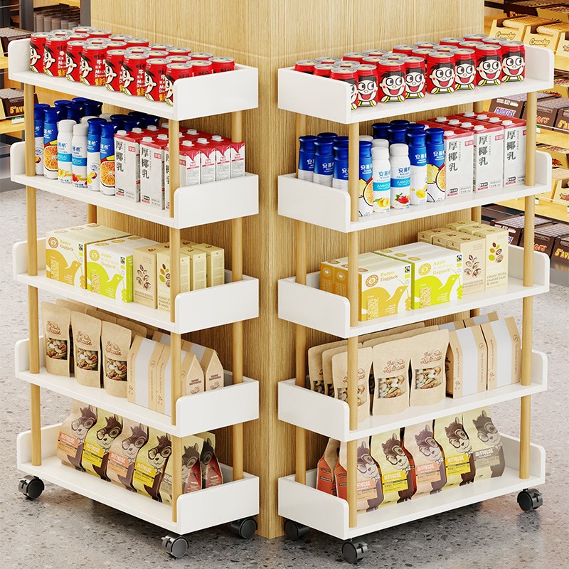 超市零食货架网红饮料小食品展示架便利店文具店收银Y台多层置物