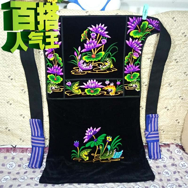 婴幼儿背带多功能新生传统简f易后背式贵州绣花背娃X双肩背扇刺绣