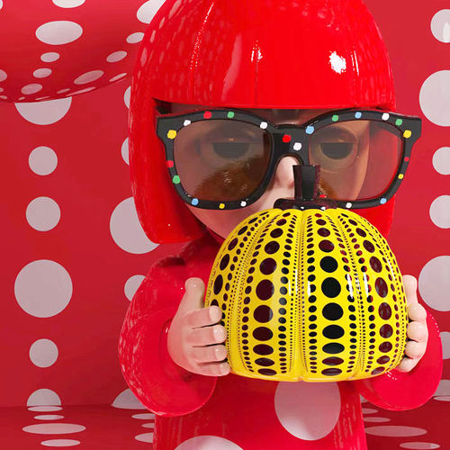 潮流主理人 草间弥生 波点南瓜 人造E石艺术摆件雕塑人像公仔 礼