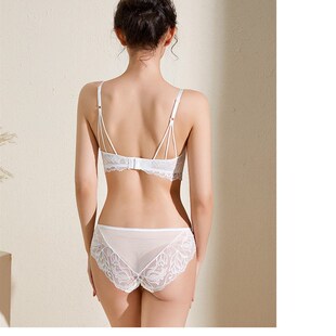 内衣女小胸聚拢无钢圈文胸收副乳防下垂大胸显小套装胸罩秋冬白色