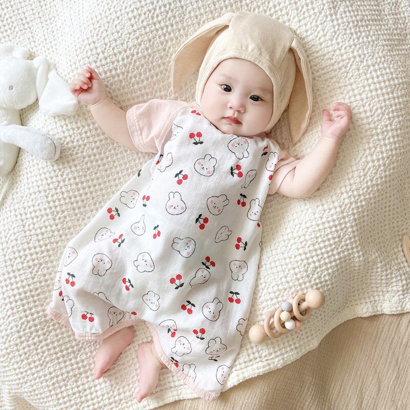 婴儿夏天睡袋薄款宝宝空调房夏季分腿单层纱布儿童竹棉护肚防踢被