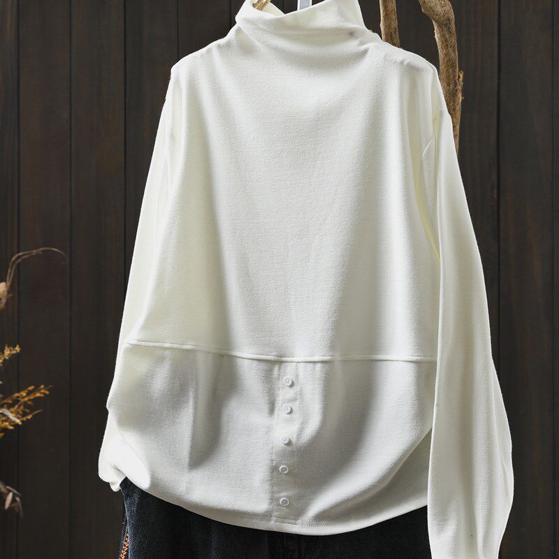 白色打底衫女内搭2025新款今年流行爆款长袖半高领洋气t恤小个子