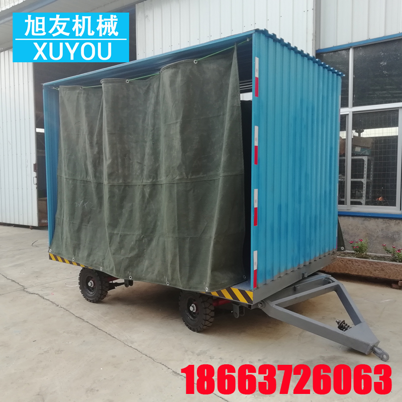 带雨棚式牵引平板推车 工厂堆高机平板推车搬运车带转向式周转小