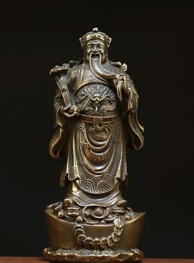 纯铜文财神李诡祖增福财神爷神像办公室开业送礼创意家居供奉摆件