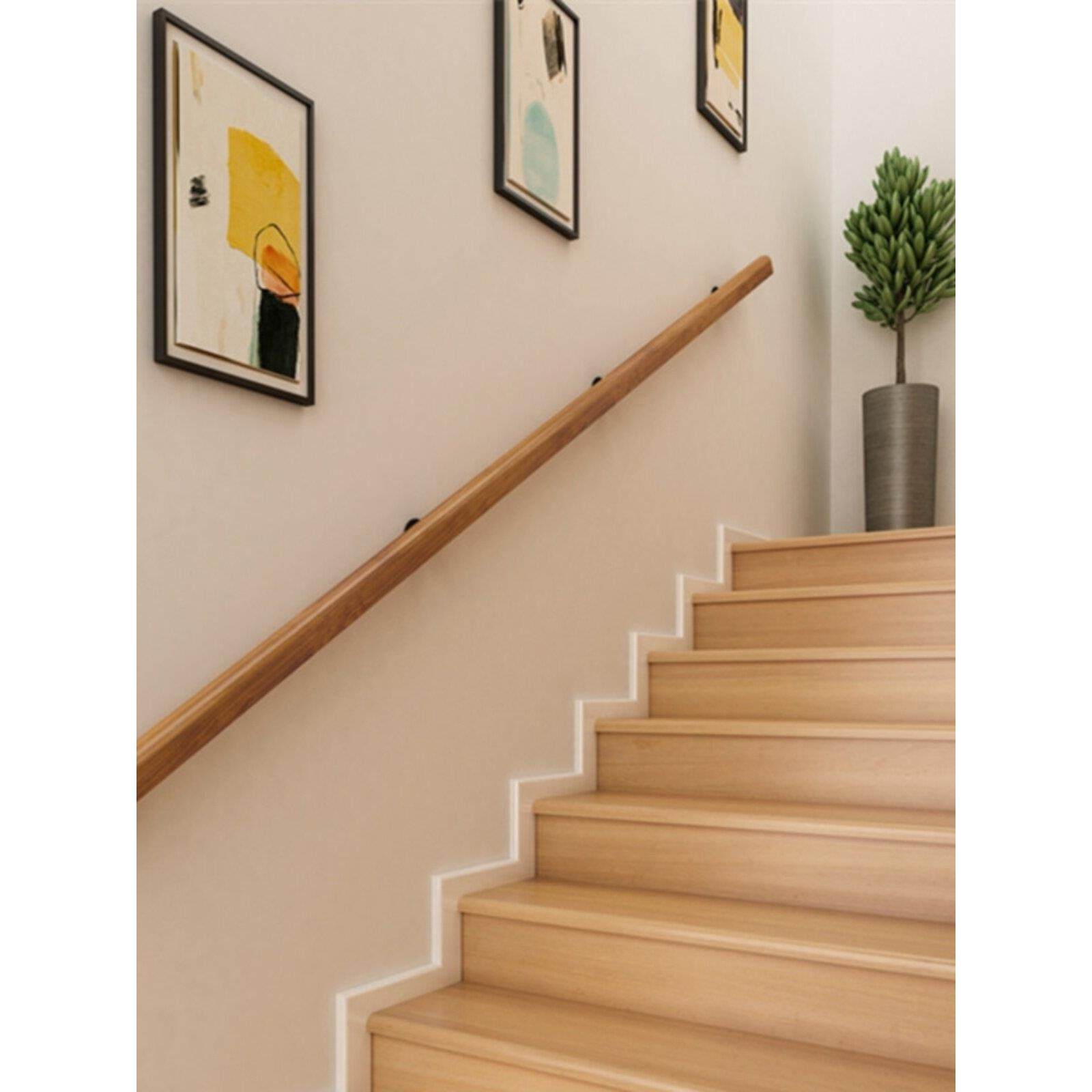 欧式靠墙楼梯扶手实木老人防滑别墅幼儿园走廊通道栏杆