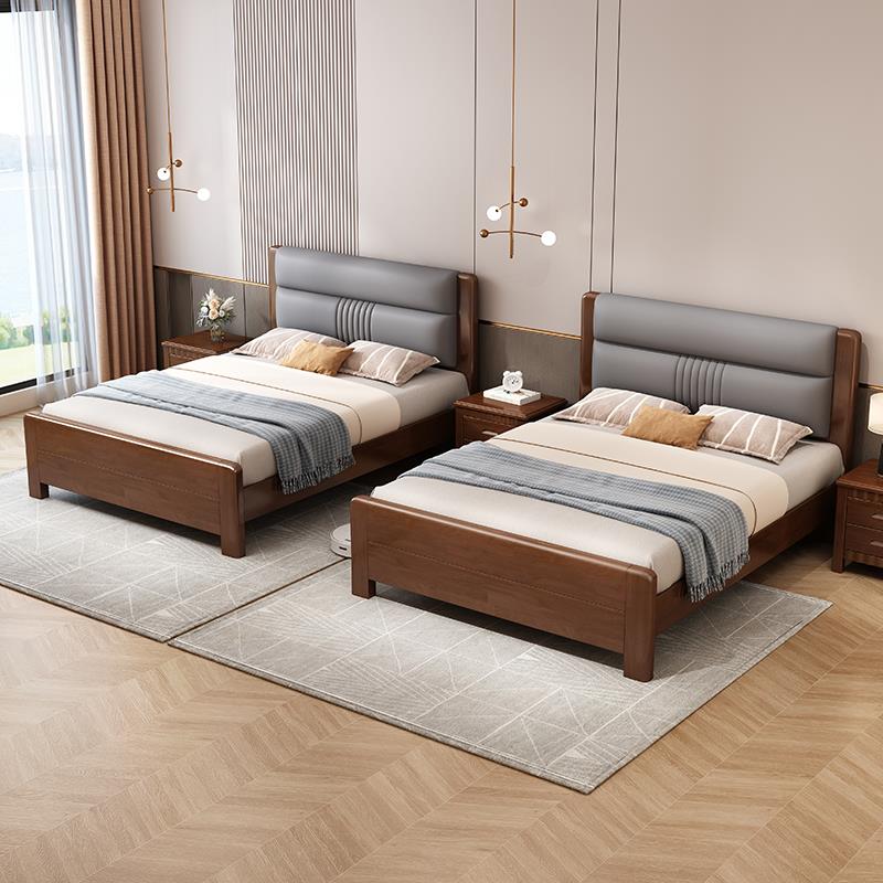 实木床软靠现代简约1.8米1.5米双人床1.2米1.35m单人经济型储物床
