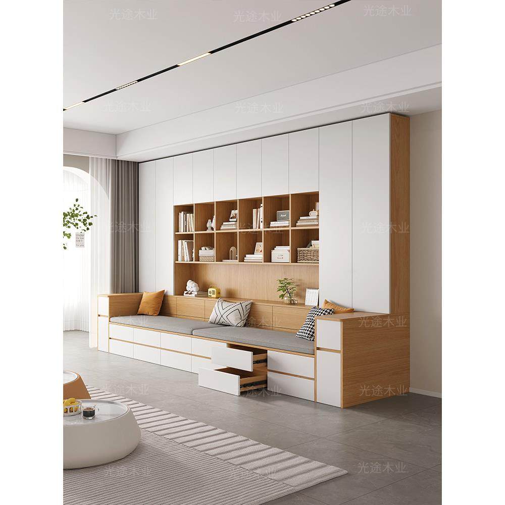 沙发书柜一体客厅墙柜书橱组合多功能家用卡座书架背景储物柜定制,住宅家具,功能沙发,淘宝优惠券,粉丝福利购,淘宝优惠卷